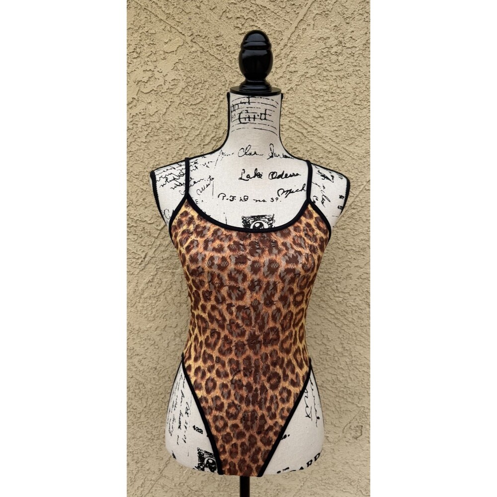 Vintage y2k Nylon Cheetah Bodysuit by Intimate Moods Festival Faire